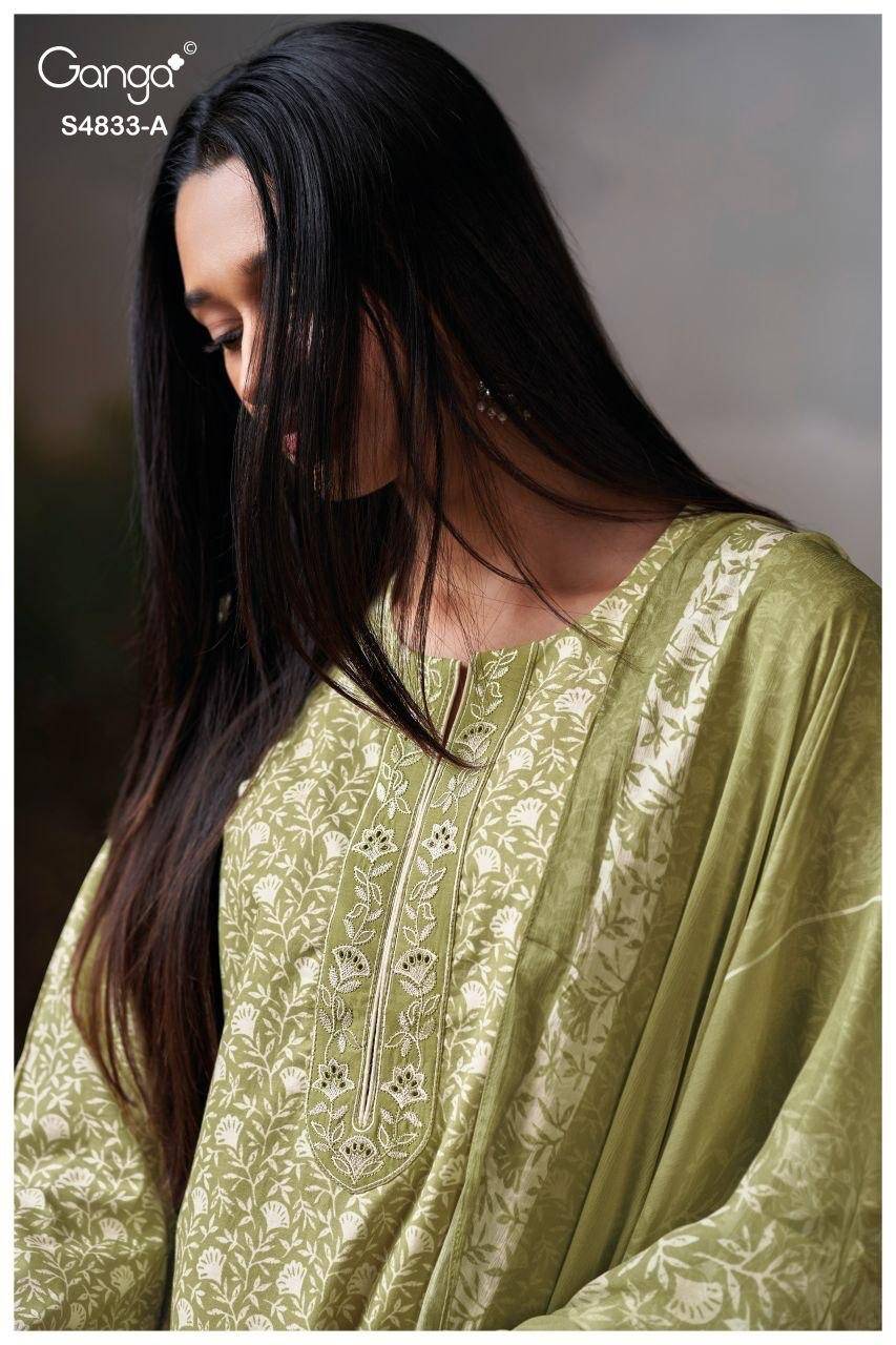 ILYNDRA 4833 By GANGA 4833A To 4833D Series Beautiful Festive Suits Colorful Stylish Fancy Casual Wear PREMIUM COTTON Dresses At Wholesale Price